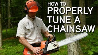 How To Tune A Chainsaw  Adjusting The Carburetor [upl. by Ahsirat171]