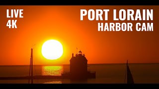 LIVE 4K WAUDIO  Lake Erie Cam at Port Lorain  Lighthouse Freighters Sunsets Waves and More [upl. by Alletsyrc789]