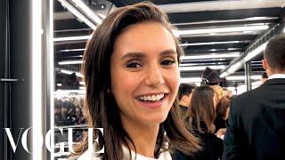 Nina Dobrev Gets Ready for the Louis Vuitton Fashion Show  Vogue [upl. by Ulises992]