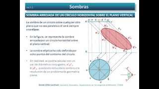 Diedrico Directo Sombra arrojada por un círculo horizontal sobre un plano vertical [upl. by Attiuqram]