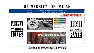 UNIVERSITY OF MILAN Admission Process  Explained [upl. by Leotie211]