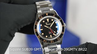 Squale SUB39 GMT Vintage SUB39GMTVBR22 [upl. by Annehsat]