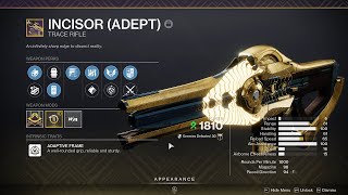 Destiny 2 Trials of Osiris  GOD ROLL INCISOR TRACE RIFLE DROP FIRST TRY Flawless Lighthouse Loot [upl. by Alah]