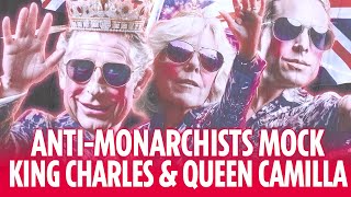 AntiMonarchists mock King Charles amp Queen Camilla [upl. by Tisbe411]