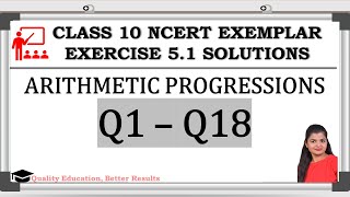 Exemplar Class 10 Ex 51 Q1 to Q18 Chapter 5 Arithmetic Progressions NCERT Exemplar MathsTeacher [upl. by Ahsillek]