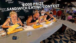 1000 PRIZE SANDWICH EATING CONTEST at Topanga Social in Los Angeles CA RainaisCrazy [upl. by Arolf175]