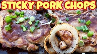 Griddled Pork Chops Smothered In A1 Sticky Sauce On The Blackstone Griddle  Pork Chop Recipe [upl. by Lakin]