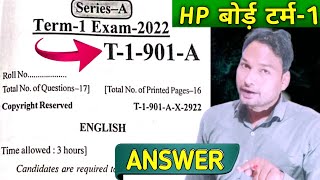 10th English Term1 Solution 2022 HPbose SeriesBHimachal Board Term1 English Answer 2022 SeriesA [upl. by Bronwen]