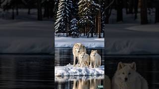 Stunning White Snow Wolves Family On a Stroll In Winter Wonderland  Rare Footage wolf wildlife [upl. by Ylirama51]