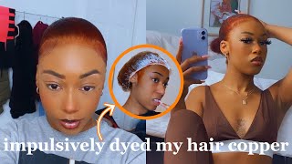 DYING MY NATURAL HAIR COPPER USING LOREAL HICOLOR HIGHLIGHTS NO BLEACH  Ninaa Elizabeth [upl. by Oilejor]