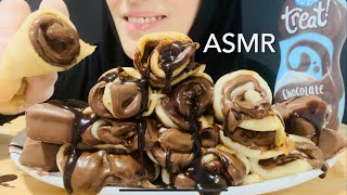 ASMR EATING  Chocolate Filled CREPES  Mini Chocolate Bars topped with Chocolate sauce  MUCKBANG [upl. by Ahsi]