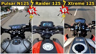 125CC Bike Comparison Video  Bajaj Pulsar N125 vs TVS Raider 125 vs Hero Xtreme 125R [upl. by Noemis759]