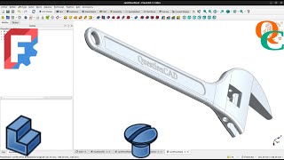 Comment créer une clé à mollette avec Part Design dans FreeCAD 11  Pince fixe 3 [upl. by Bokaj513]