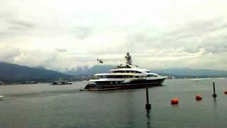 Helicopter Takeoff from Yacht Attessa IV in Vancouver [upl. by Sesilu]