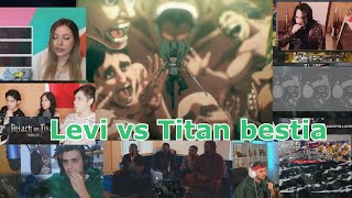 Reacciones Levi Ackerman vs titan bestia round 2  T4C14  Violencia  Attck on titan [upl. by Airahs]