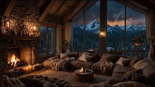 Rain in Cozy Cabin with Warm Fireplace and Gentle Rain on Lakeside to Relaxation Study and Sleeping [upl. by Attem]