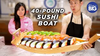 I Made A Giant 40Pound Sushi Boat For A Mukbang Artist • Tasty [upl. by Schober]