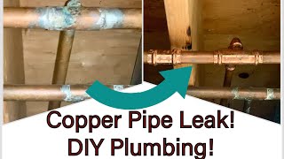 How To Fix Copper water Pipe Leak DIY Plumbing  Basement Water Pipe Leaking fix [upl. by Rimaj]