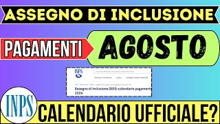 🔴 ASSEGNO DI INCLUSIONE ➡ PAGAMENTI AGOSTO [upl. by Stace888]