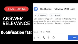 UHRS Training ANSWER RELEVANCE EN Qualification Test  UHRS Hitapp TRICKS Make Money Online [upl. by Endora]