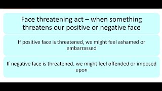 FACE THEORY politeness theory – positive and negative face – English Language A Level [upl. by Attikram448]