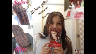 Revlon Colorsilk Medium golden chestnut brown hair dye [upl. by Alleciram]