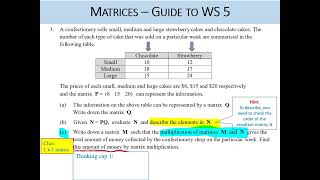 Matrices 2Guide to WS 5 Q3 [upl. by Saunders]