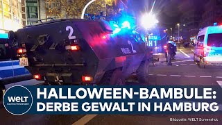 HAMBURG HEFTIGE HALLOWEENKRAWALLE  Aggression pur  Polizei setzt Wasserwerfer ein [upl. by Ellehs873]