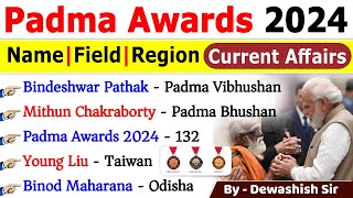 Padma Awards 2024  पद्म पुरस्कार 2024  Current Affairs 2024  Padma Awards 2024 Winner List [upl. by Anesuza]