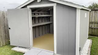 SR600 Tuff Shed 10x10 Dover Grey and White  Gravel Foundation Heavy Duty Ramps [upl. by Gladdie]