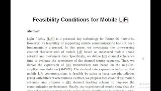 Feasibility Conditions for Mobile LiFi [upl. by Siramad691]