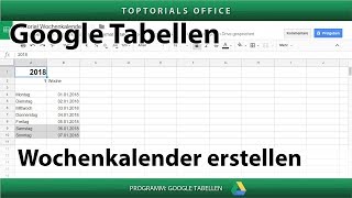 Dynamischen Wochenkalender erstellen Google Tabellen [upl. by Ennayhc]