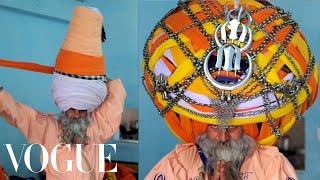 How to Tie a 200Pound Turban  Sikh Style  Vogue [upl. by Asined]