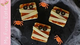 Mummy Pizza Crackers  Fun Halloween Food for Kids [upl. by Webb]