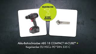 Selected for MCUBE  AkkuBohrschrauber ABS 18 COMPACT amp Kegelsenker EU HSCo 90° DIN 335 [upl. by Attaynek62]