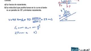 Problema 1º Física coche que da una curva sin peralte [upl. by Vtehsta]