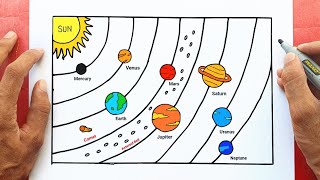 How to Draw a Solar System Easy Step by Step Drawing Tutorial [upl. by Casaleggio98]