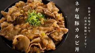 33万回再生超え！マジで世界一旨いネギ塩豚カルビ丼の作り方をもう一度紹介する！ [upl. by Kcirdot919]