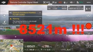 Phantom 4 Max Range Test 8521m total 17KM with one Batteryno modify [upl. by Cummings49]