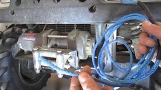 DIY How to Replace Winch Cable With Synthetic Rope  AmSteel Blue ATV Plow Rope Replacement [upl. by Nino]