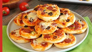 Super Easy PIZZA BITES 🍕  The Best Mini Pizza Recipe With Homemade Pizza Dough [upl. by Siroled]