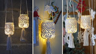 Hanging Macrame Lantern Tutorial  Home Decorating Ideas [upl. by Aisiat]