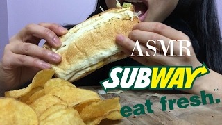 ASMR SUBWAY Pizza Sub EATING SOUND  SASASMR [upl. by Atipul]