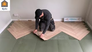 How to Install Herringbone Laminate Flooring  Sideways [upl. by Acenom]