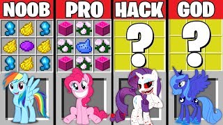 Minecraft Battle PONY CRAFTING CHALLENGE  NOOB vs PRO vs HACKER vs GOD  MY LITTLE PONY Animation [upl. by Earissed]