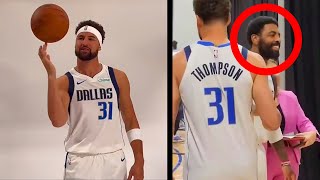 Klay Thompson in MAVS gear  Kyrie Irving HYPED😆 [upl. by Nylirehs]