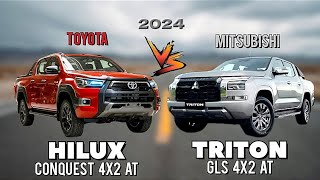 TOYOTA HILUX CONQUEST 4X2 AT 2024 vs MITSUBISHI TRITON GLS 4X2 2024 [upl. by Alhak]