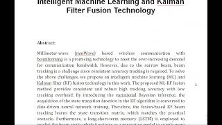 Millimetre Wave Beam Tracking An Intelligent Machine Learning and Kalman Filter Fusion Technology [upl. by Ellened]