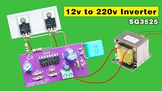 Make a simple inverter from 12v to 220v using SG3525 [upl. by Vetter49]