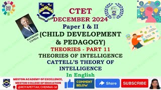 CTET CHILD DEVELOPMENT amp PEDAGOGYCattell’s Theory of Intelligencein English [upl. by Evvie]